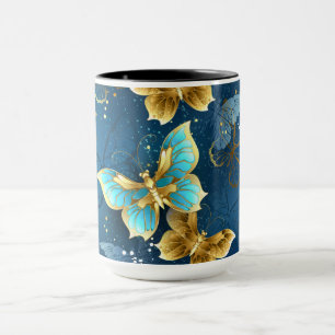 Golden butterflies mug