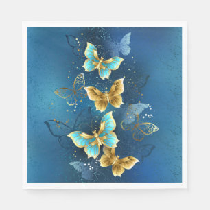 Golden butterflies napkin
