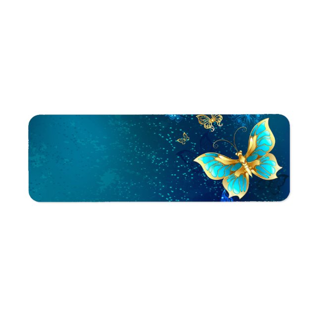 Golden Butterflies on a Blue Background (Front)