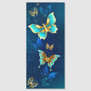 Golden Butterflies on a Blue Background