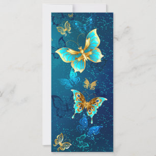 Golden Butterflies on a Blue Background