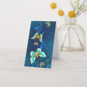 Golden Butterflies on a Blue Background Appointment Card