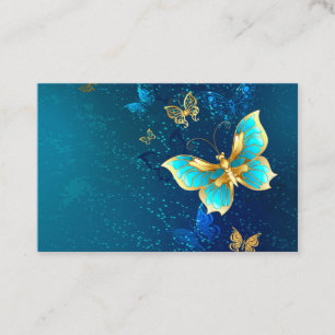 Golden Butterflies on a Blue Background Appointment Card