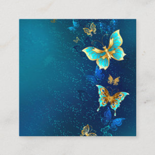 Golden Butterflies on a Blue Background Calling Card