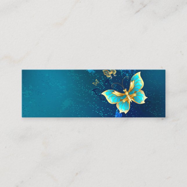 Golden Butterflies on a Blue Background Calling Card (Front)