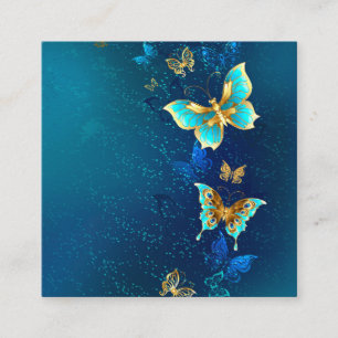 Golden Butterflies on a Blue Background Discount Card