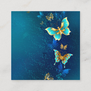 Golden Butterflies on a Blue Background Enclosure Card