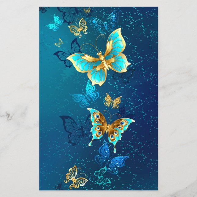 Golden Butterflies on a Blue Background Flyer (Front)