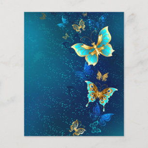 Golden Butterflies on a Blue Background Flyer
