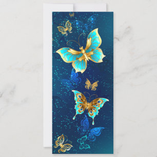 Golden Butterflies on a Blue Background Invitation