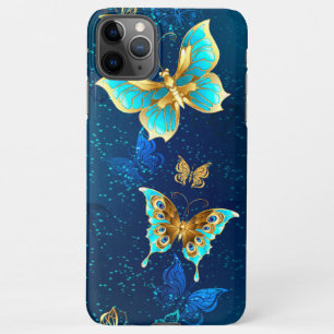 Golden Butterflies on a Blue Background iPhone 11Pro Max Case