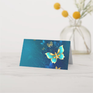 Golden Butterflies on a Blue Background Loyalty Card