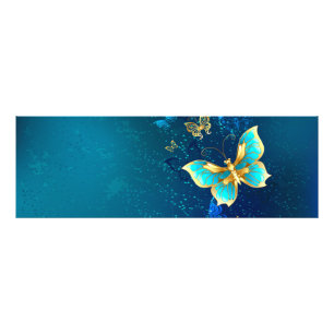 Golden Butterflies on a Blue Background Photo Print