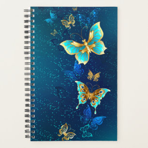 Golden Butterflies on a Blue Background Planner
