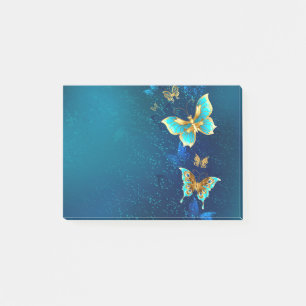 Golden Butterflies on a Blue Background Post-it Notes