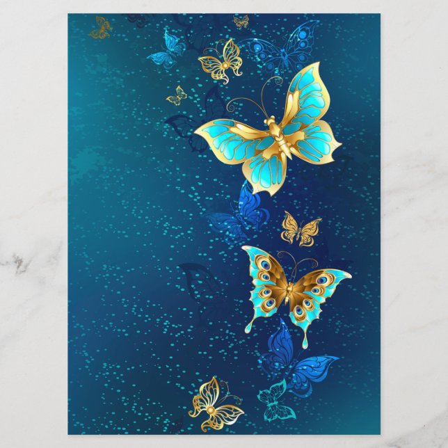 Golden Butterflies on a Blue Background Programme (Front)