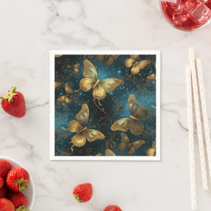 Golden Butterflies Paper Napkins
