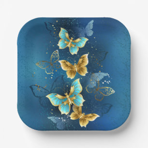 Golden butterflies paper plate