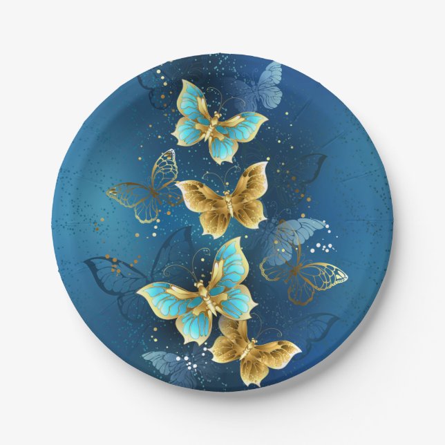 Golden butterflies paper plate (Front)