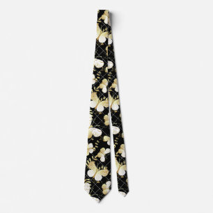 Golden butterflies Pattern 20.bw Black BG Tie