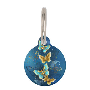 Golden butterflies pet tag