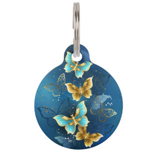 Golden butterflies pet tag