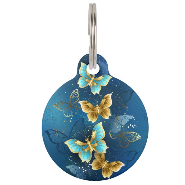 Golden butterflies pet tag (Front)