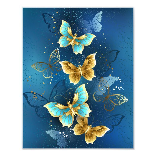 Golden butterflies photo print (Front)
