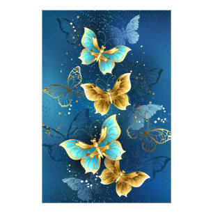 Golden butterflies photo print