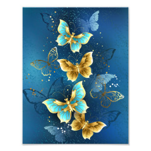 Golden butterflies photo print