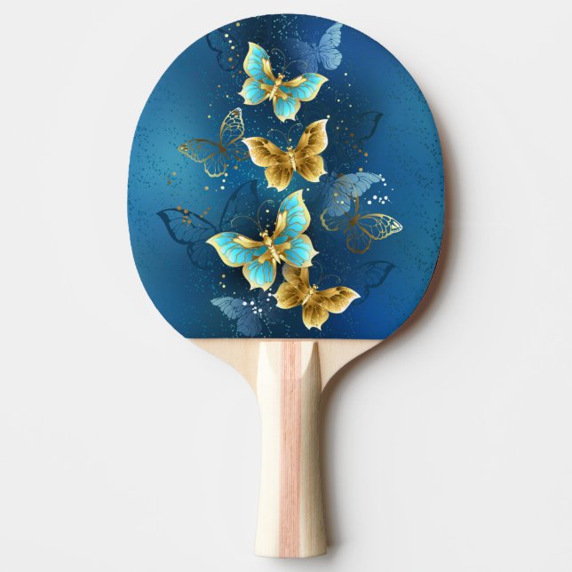 Golden butterflies ping pong paddle (Front)