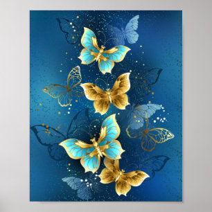 Golden butterflies poster