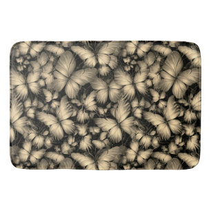 Golden Butterflies Print Bath Mat