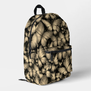 Golden Butterflies Print Printed Backpack