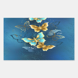 Golden butterflies rectangular sticker
