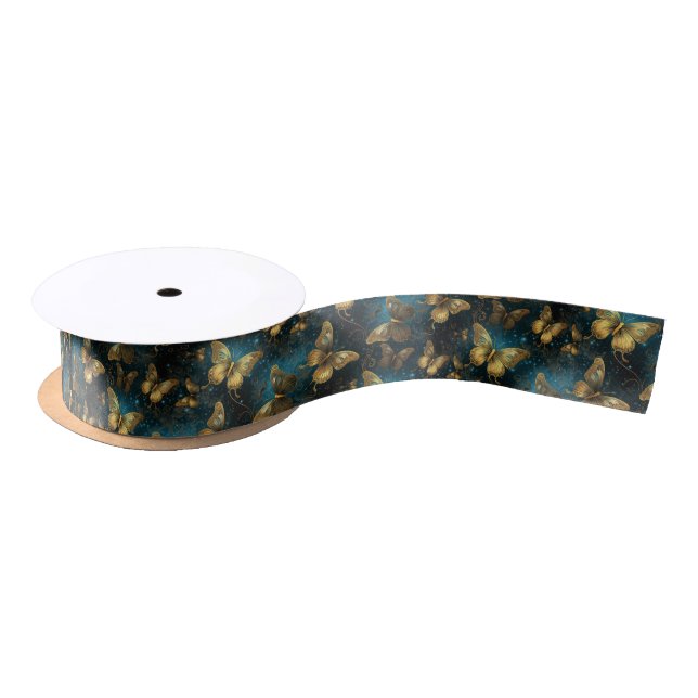 Golden Butterflies Ribbon Satin Ribbon (Spool)