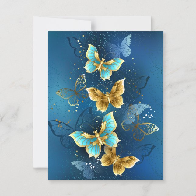Golden butterflies RSVP card (Front)