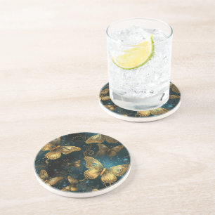 Golden Butterflies Sandstone Coaster