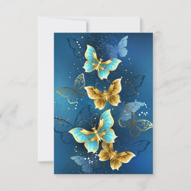 Golden butterflies save the date (Front)