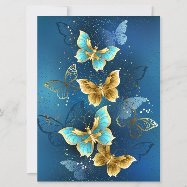 Golden butterflies save the date (Front)