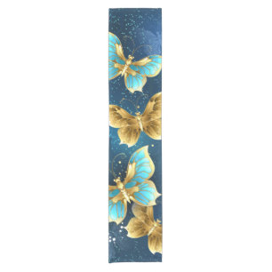Golden butterflies short table runner