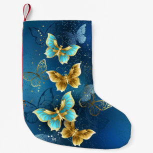 Golden butterflies small christmas stocking