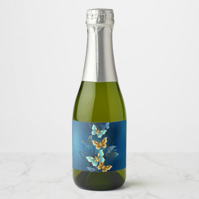 Golden butterflies sparkling wine label (Front)