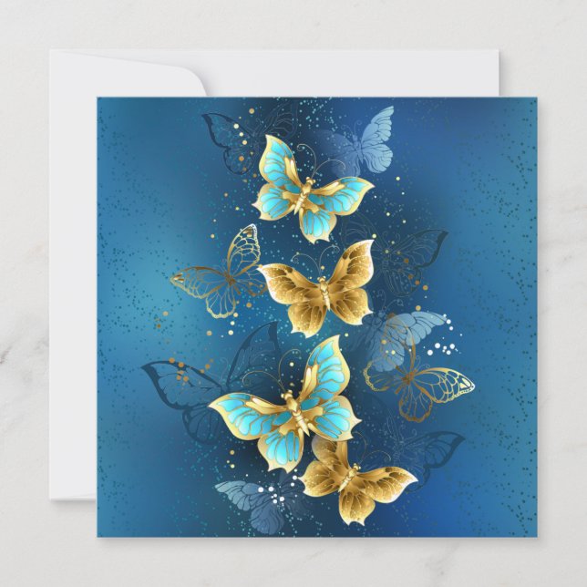Golden butterflies thank you card (Front)