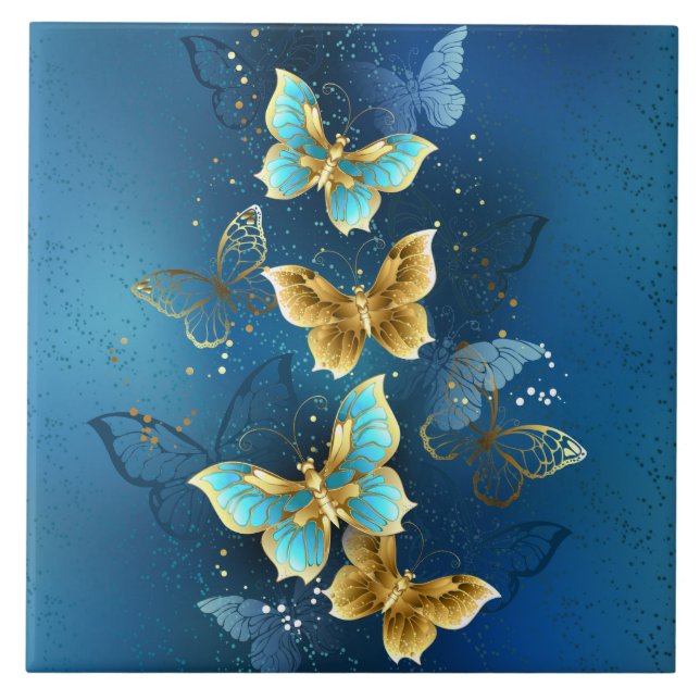 Golden butterflies tile (Front)