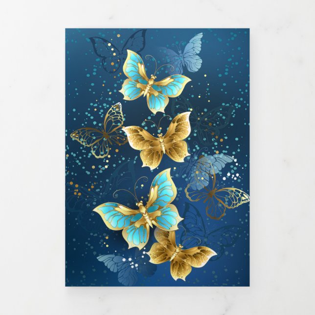 Golden butterflies Tri-Fold card (Cover)