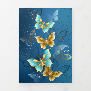 Golden butterflies Tri-Fold invitation