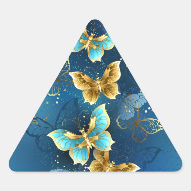 Golden butterflies triangle sticker (Front)