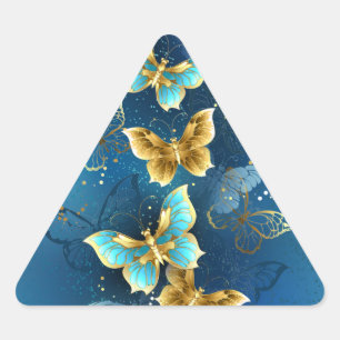 Golden butterflies triangle sticker