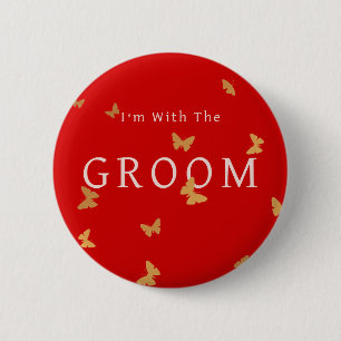 GOLDEN BUTTERFLIES WEDDING Button